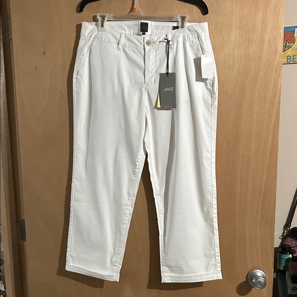 NWT JAG White Cotton Blend Cropped Trousers